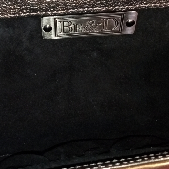 Be&D VINTAGE STUDDED SMALL HANDBANG/CLUTCH METALLIC BRONZE LEATHER CLUTCH - Picture 8 of 12